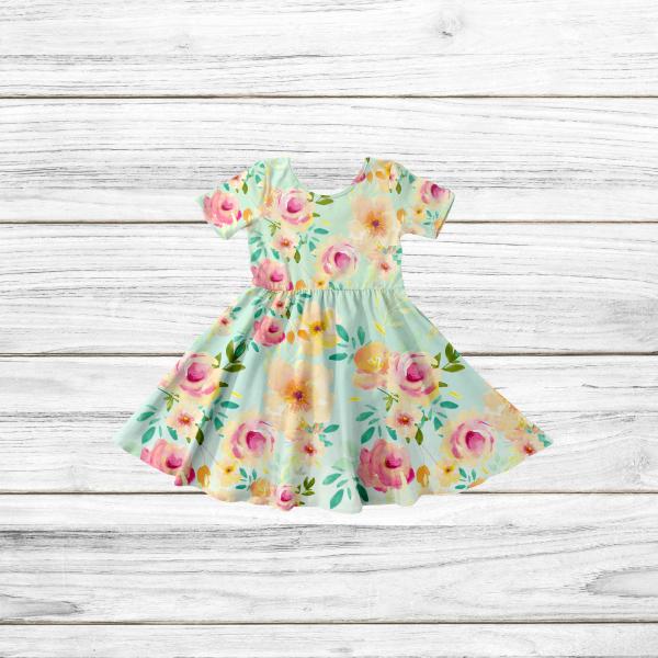 Bio Jersey Spring Flowers- Mint